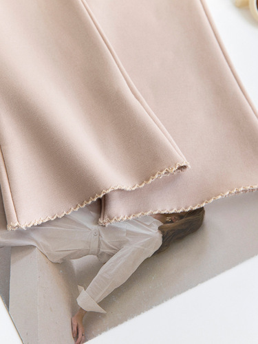 Spring and Autumn Plush Girl's Bell-bottom Pants Korean Candy Color Fitted Children's Bell-bottom Pants Plush Warm Girl's Pants