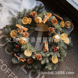 跨境亚马逊圣诞节装饰品 50/60cm圣诞花环门挂 家用酒店橱窗挂件