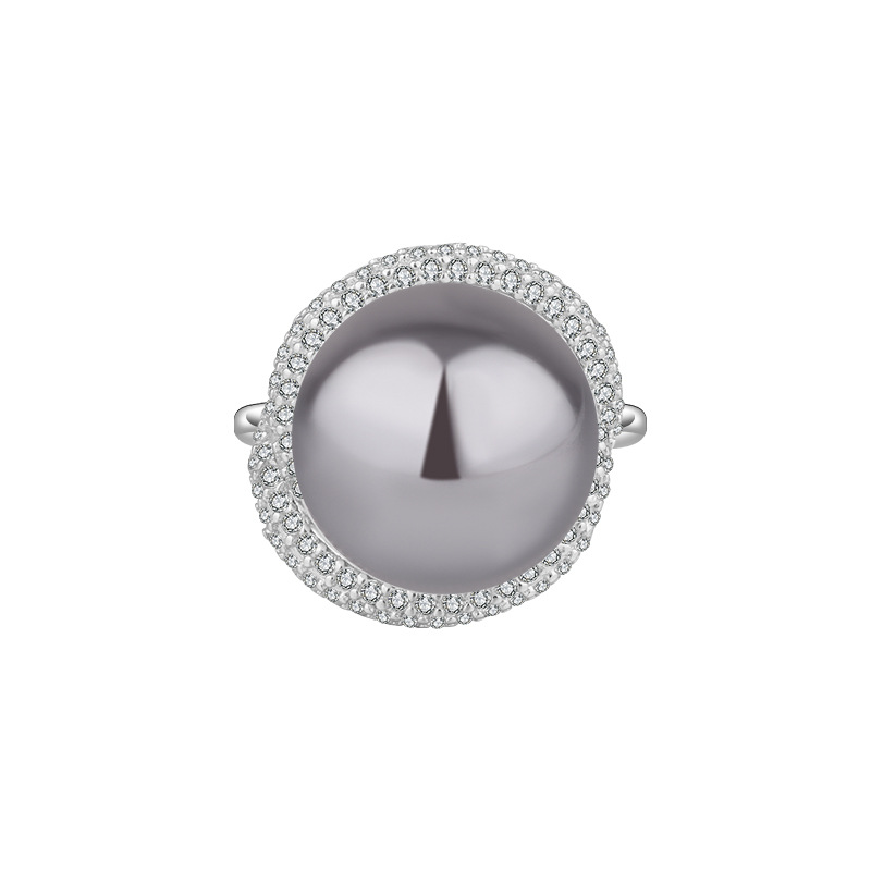 Zhuang Sheng joyería S925 plata con incrustaciones Aobei madre de la perla de las mujeres cuentas grises todo fósforo colgante traje 14 mm12mm