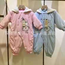童泰安卡米新生婴儿连体衣家居服春秋加绒童装尾货批发加绒保暖