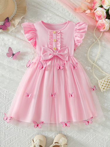 Girls' Summer Dress 2025 New Butterfly Net Gauze Volume Skirt Trendy Children Super Fairy Princess Skirt