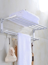 毛巾架免打孔双杆太空铝浴巾架卫生间置物架厕所壁挂新品活动折叠