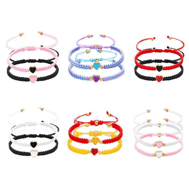 Simple fashion Valentine's Day gift couple bracelet female heart-to-heart love hand-woven adjustable bracelet suit