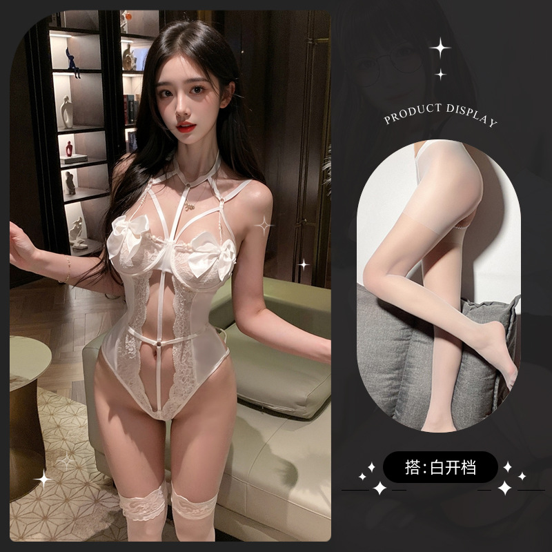 9271 화이트 + 화이트 오픈 크로치 스타킹