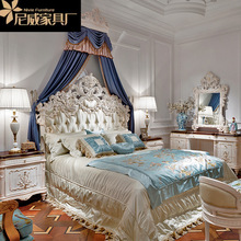 亚历山大欧式床双人床新古典实木雕花布艺软靠大床主卧夫妻房1.8