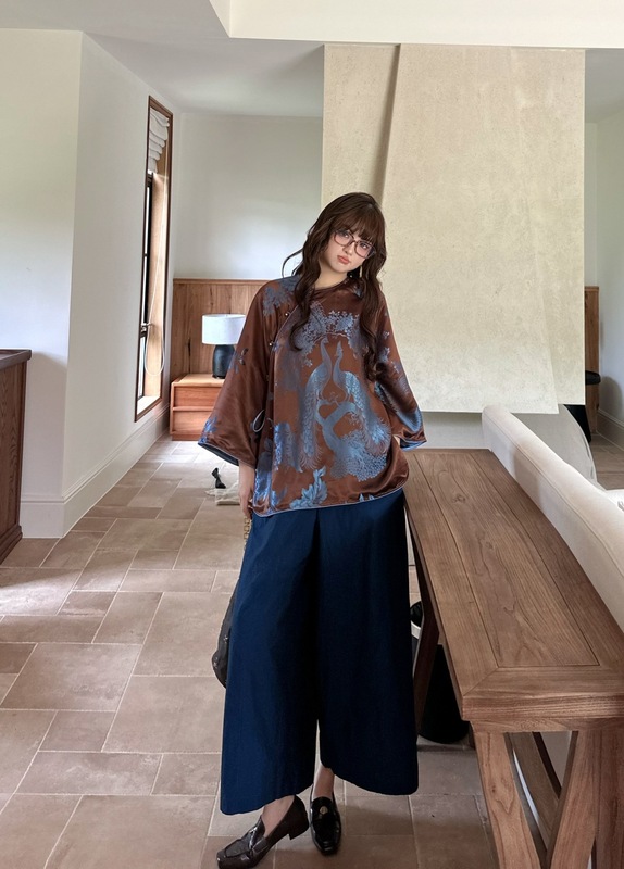 深圳南油2025新品中式重磅真丝老缎定位花太太服上衣篙端气质衬衫|undefined