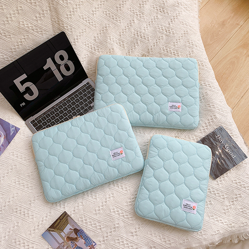 Korean ins-style quilted laptop bag 14inch lightweight shockproof simple girly tablet sleeve notebook bag