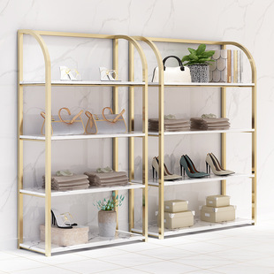 Clothing Store Shoe Rack Bag Hat Display Shelf Shopping Mall Shoe Store Multi-Layer Storage Rack Golden Display Rack Shoe Shelf