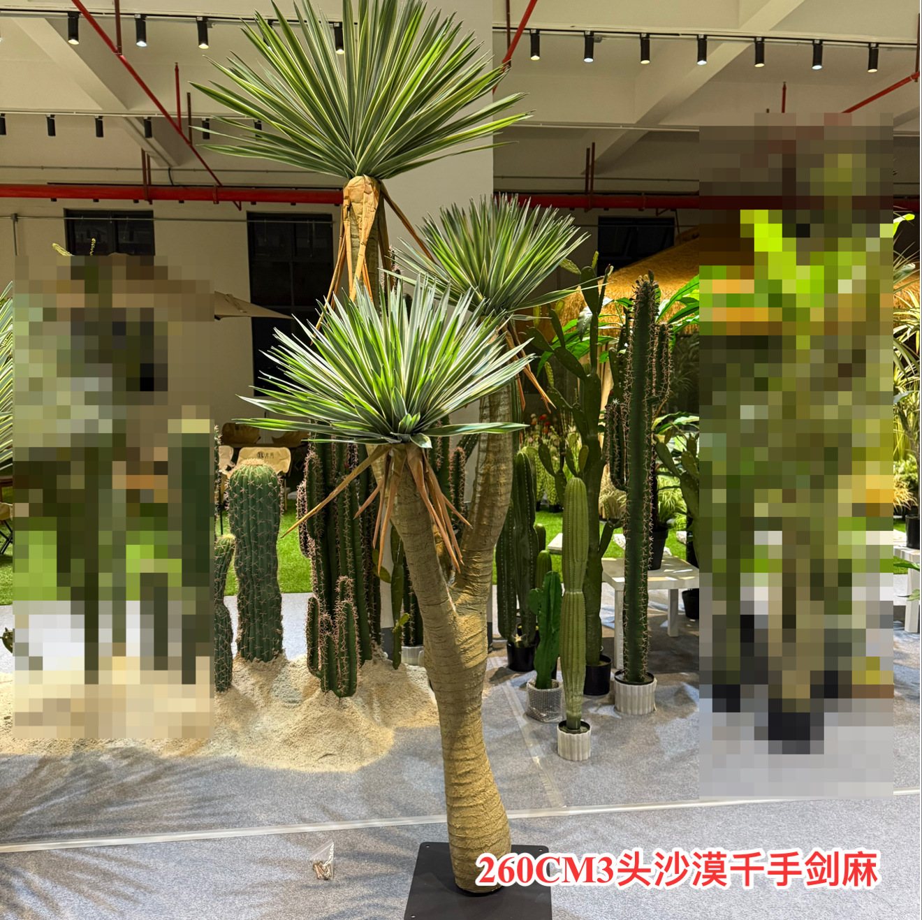 Simulación de plantación verde 1000 mano espada sala de exposiciones del centro comercial terraza maceta de goma blanda tequila paisajismo decoración de planta falsa grande image 8