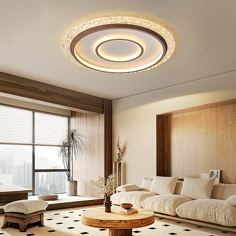 Minima lámpara de dormitorio medieval lámpara de techo 2025 nuevo dormitorio principal estilo americano retro color nuez super brillante lámpara de habitación de protección de ojos