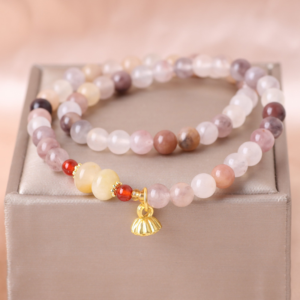 Brazalete de cuentas de ágata rojo para mujeres lujoso ligero delicado de alta sensación joyería de mano de verano colgante de mano