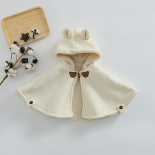 2022 Korean-style Winter New Girls' Boys' Baby's Cloak ins Small and Medium-sized Children's Warm Hooded Shawl Trendy