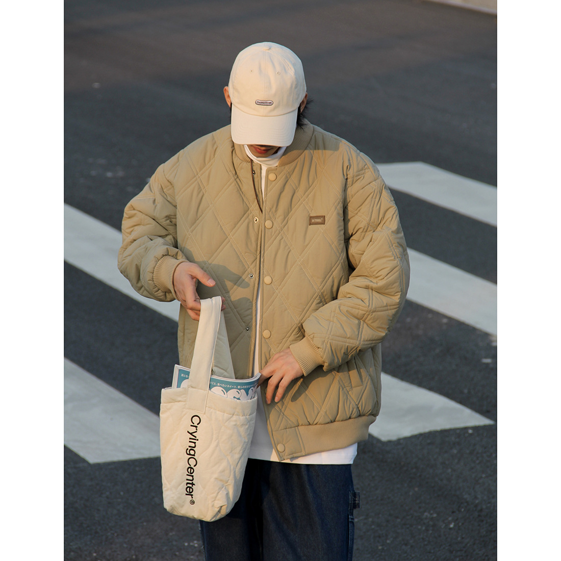 Invierno americano ins marca de moda suelta de diamantes a cuadros abrigo de algodón acolchado hombres chaqueta de béisbol retro japonés pareja engrosada de algodón