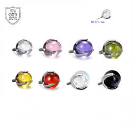 F136钛三爪透明锆石圆球唇钉圆珠舌钉欧泊耳钉G23钛合金穿刺配件