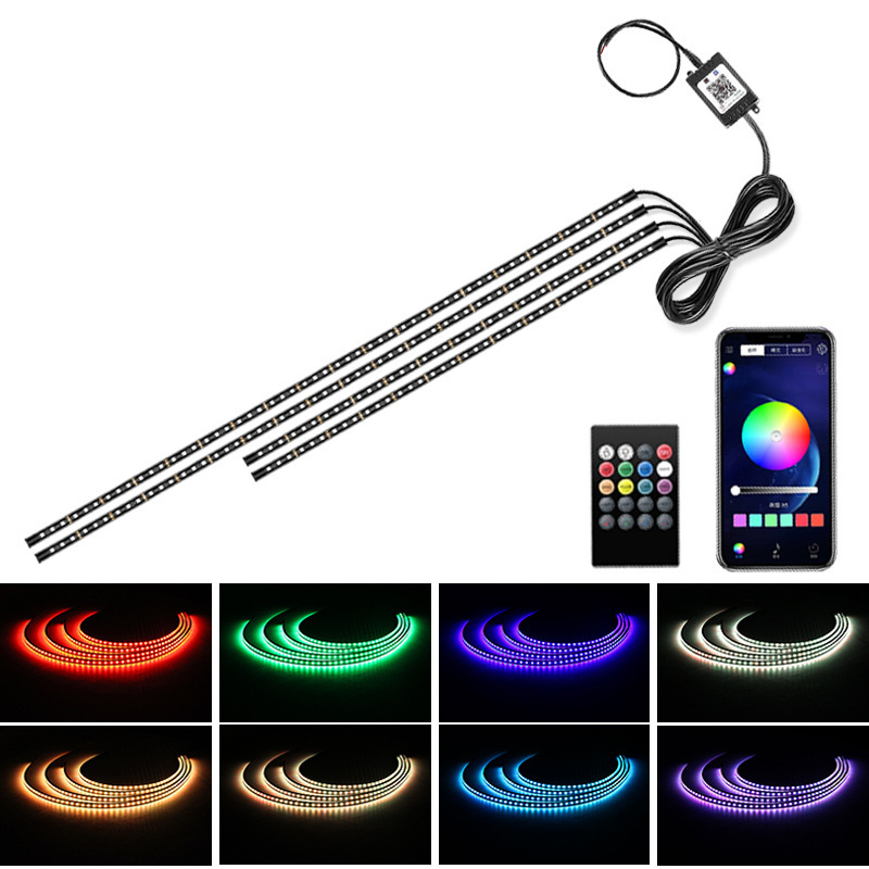 5050 automóvil LED chasis de automóvil luces decorativas un remolque cuatro luces de atmósfera de música colorida RGB image 3