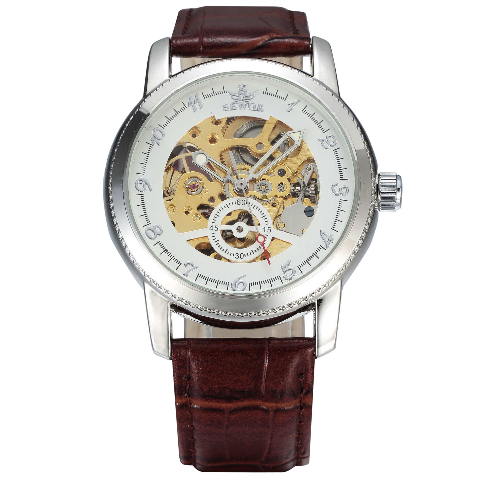 SEWOR reloj mecánico de vidrio hueco transparente reloj de hombre comercio exterior comercio electrónico venta caliente reloj mecánico automático