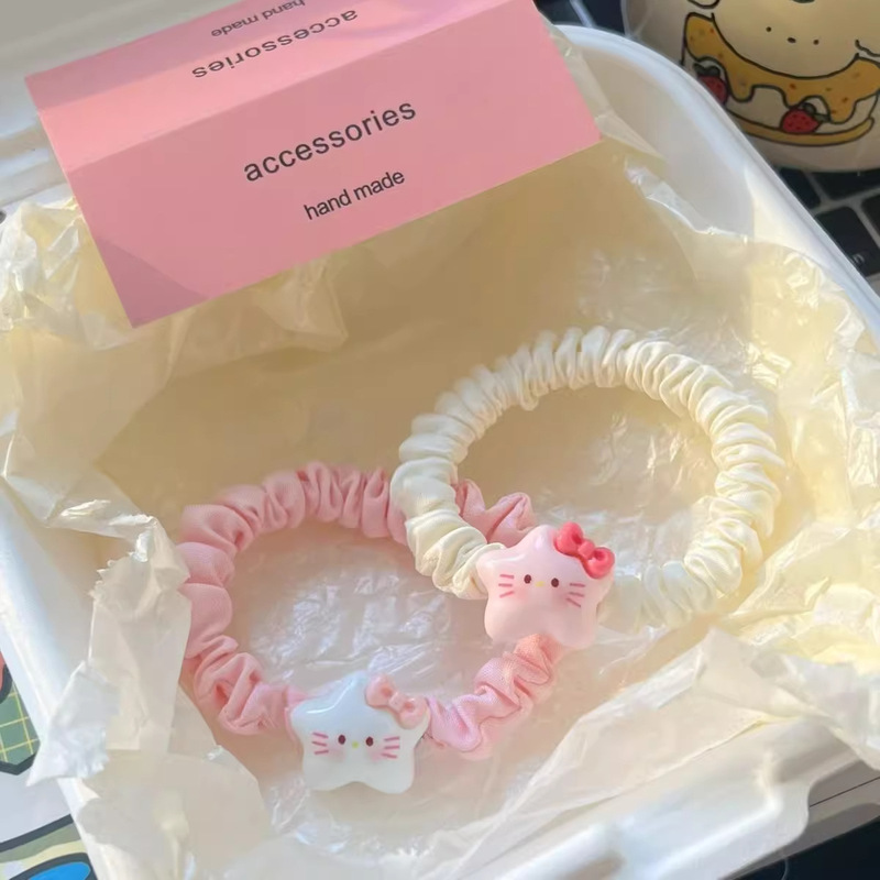 可爱五角星星小肠发圈女高弹力耐用橡皮筋高颜值扎头发绳儿童发饰|undefined
