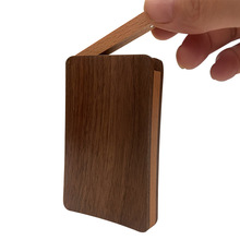 定制新款木质名片盒黑胡桃便携式名片夹高档商务礼品卡片收纳盒