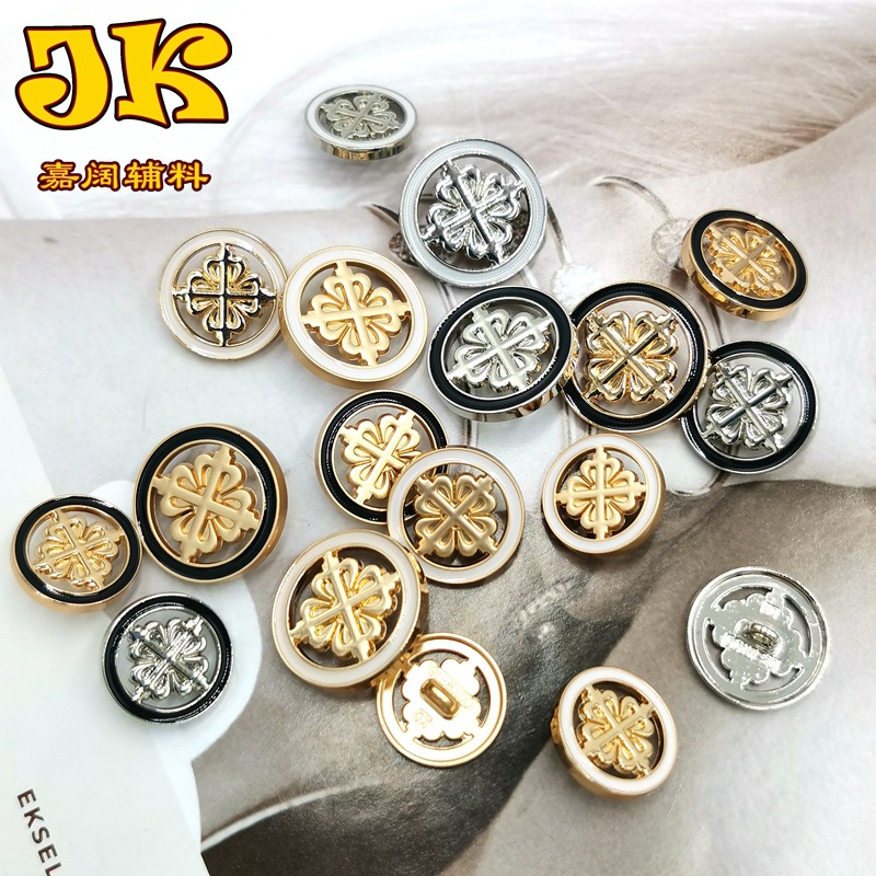 厂家批发时尚镂空点油金属钮扣小香风外套大衣针织衫扣有脚手缝扣