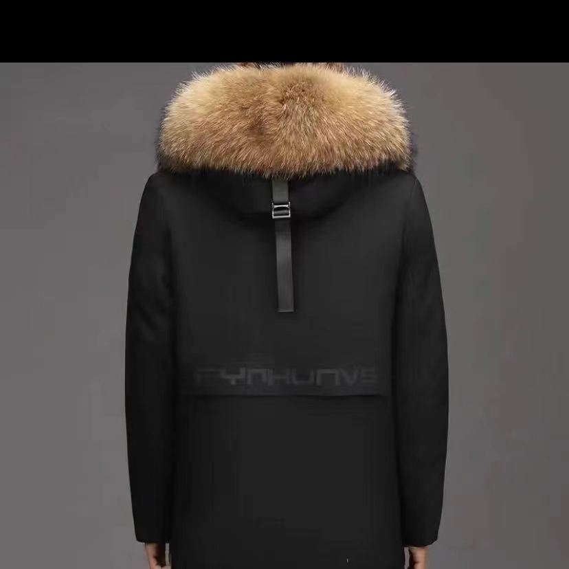 Simba black coat + Snow Rabbit liner + raccoon natural fur collar