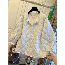 2025独特超好看菱格花苞袖羽绒棉服宽松外套上衣女装小个子冬季新