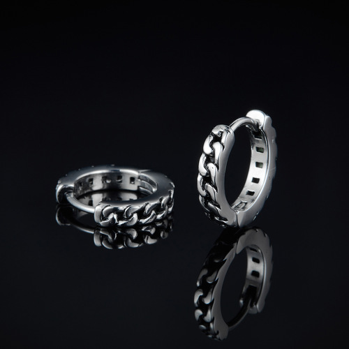New Japanese and Korean fashion earrings titanium steel personality versatile round earrings simple twist ear buckle earrings cross-border supply