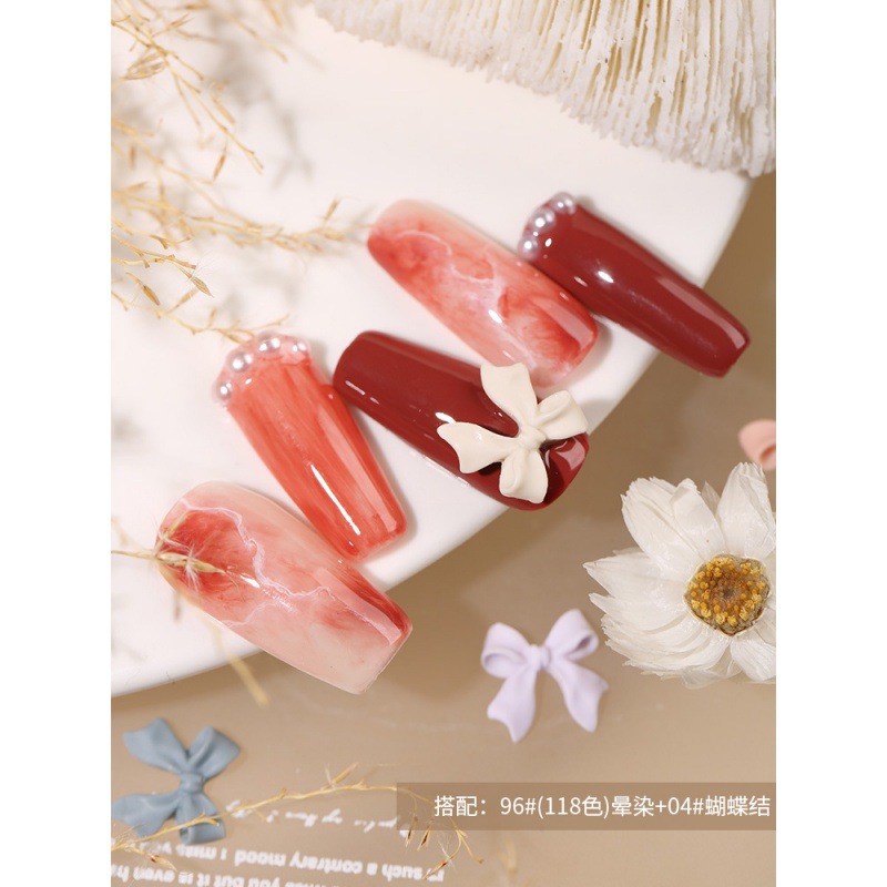 Red arco rojo joyas de manicura 2021 nuevo libro rojo tridimensional estilo japonés uñas accesorios de decoración de la caja del teléfono