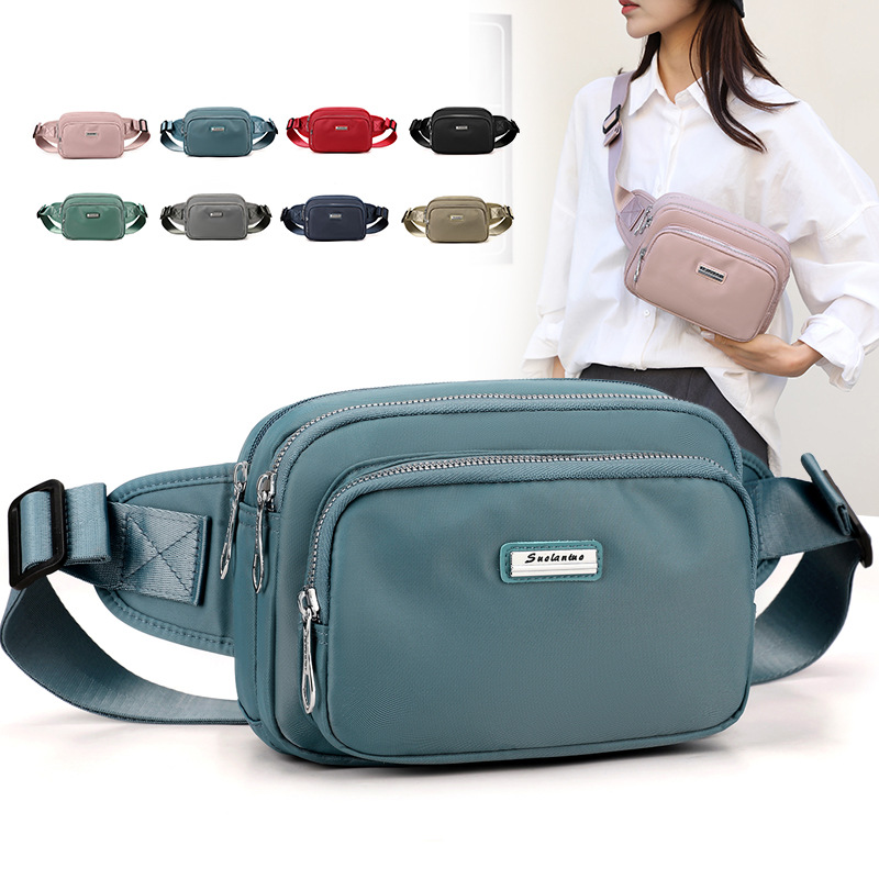 Small Bag for Women 2026 New Fashion Casual Women's Bag Nylon Cloth Bag Pure Color Multi-Layer Shoulder Crossbody Bag Small Square Bag