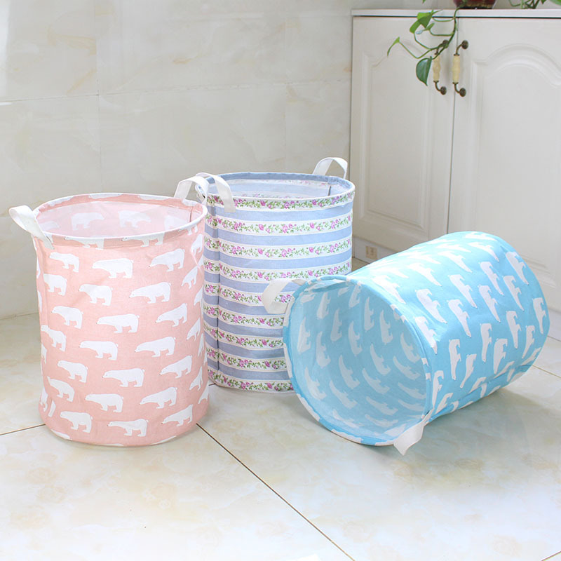 Cross border Cotton and hemp Storage bucket Foldable Laundry basket Outsize Clothing Laundry baskets Dirty clothes Storage baskets