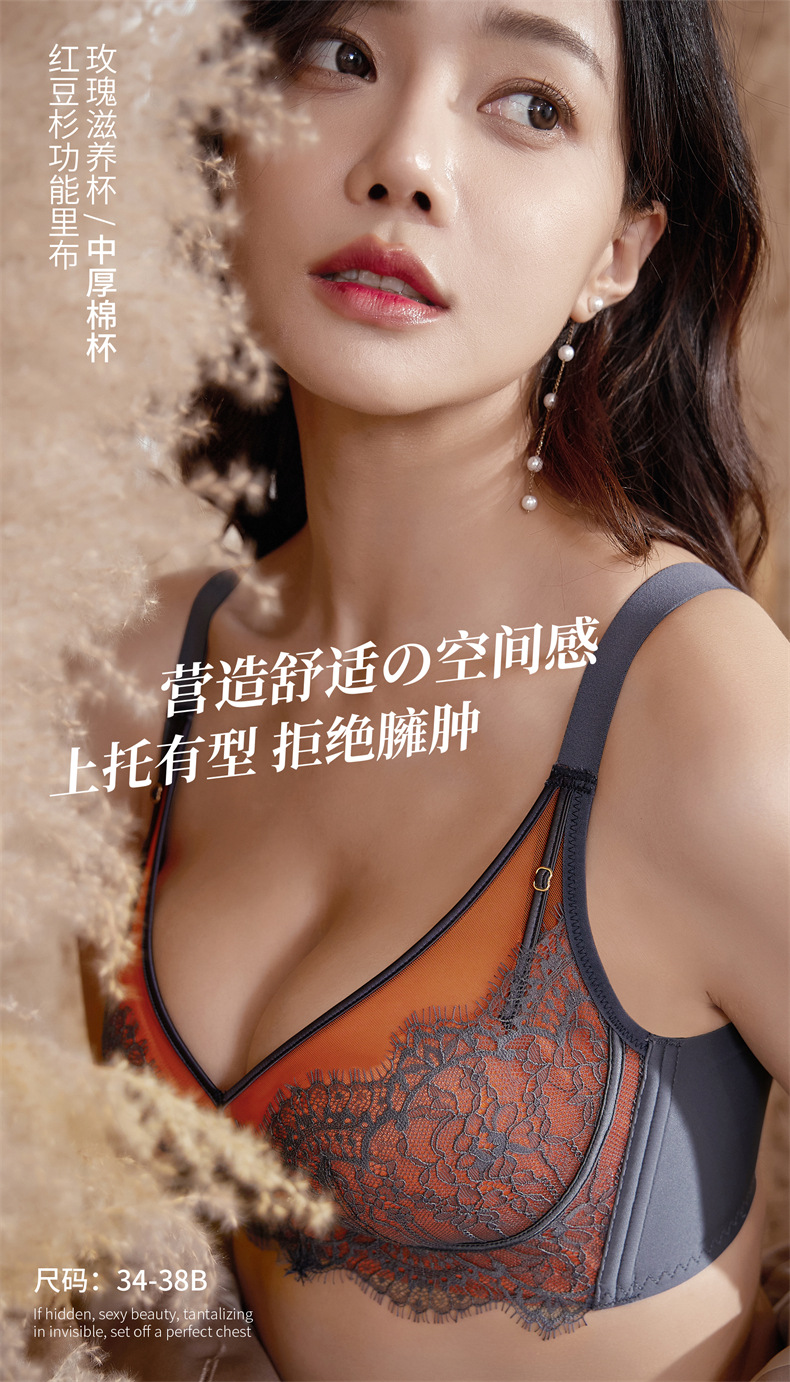 小胸聚拢内衣女调整型胸罩舒适无钢圈上托收副乳蕾丝文胸内衣批发详情5