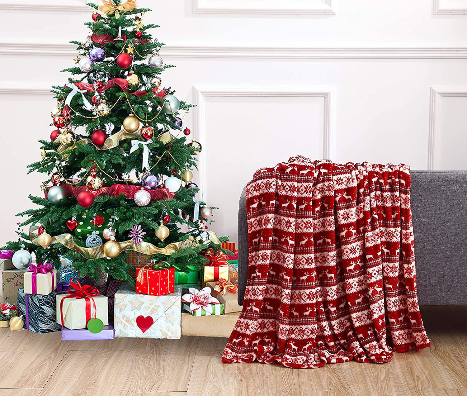 Cute Santa Claus Plaid Snowman Polyester Blanket display picture 1