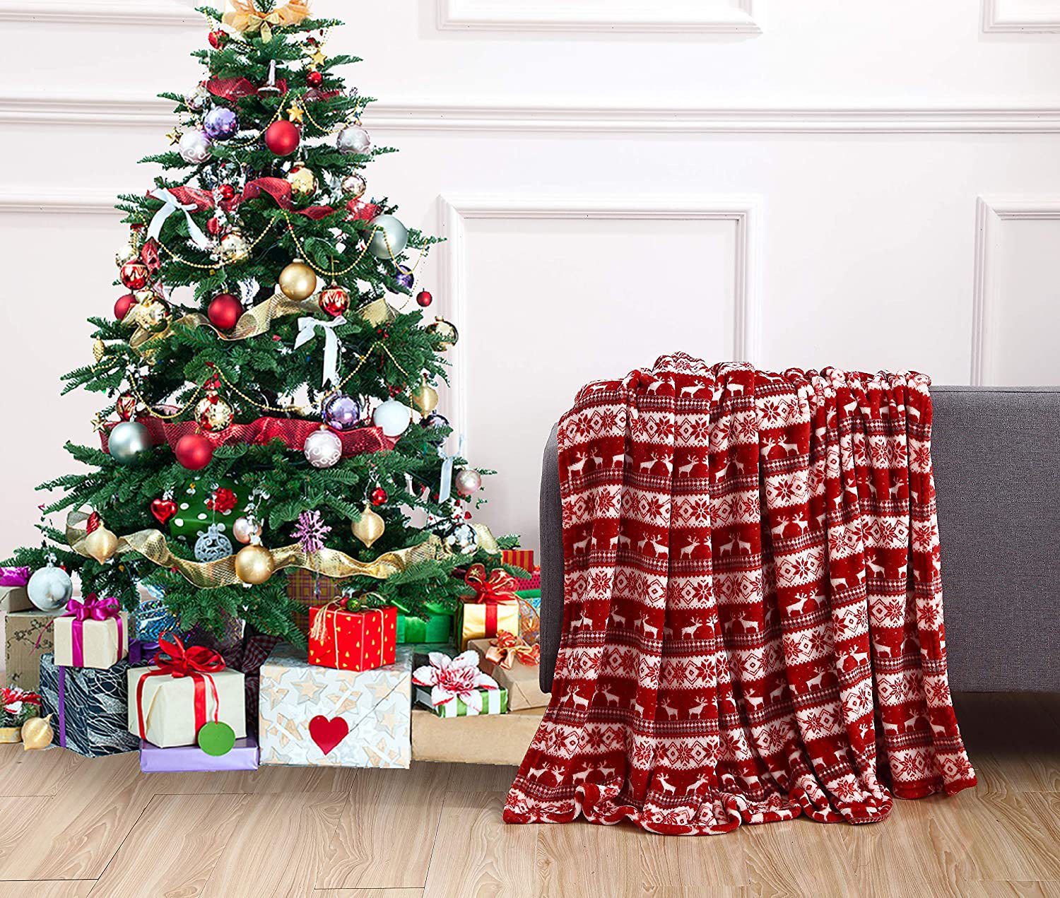 Christmas Cute Santa Claus Plaid Snowman Polyester Blanket Couch & Sofa Decor display picture 1