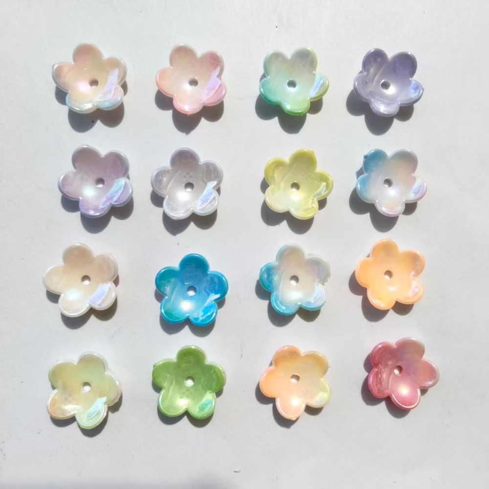 亚克力马贝双色镀彩五瓣花发夹手机壳发饰手工diy材料饰品配件