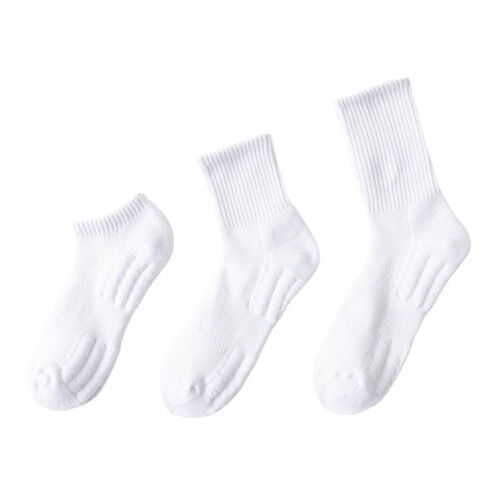 Sports socks men's long socks spring and autumn mesh breathable mid-calf socks towel bottom long-tube sports basketball couple white socks trendy