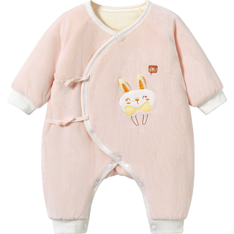 Ropa de bebé recién nacido para otoño e invierno, mono cálido de una pieza con relleno de algodón para niños y niñas, traje de gateo estilo monje, conjunto de otoño para bebé.