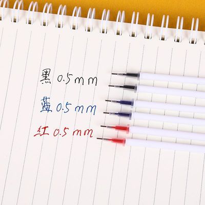 红笔芯批发0.5针管红色中性笔替芯白杆高颜值水笔碳素笔学生用厂|ru