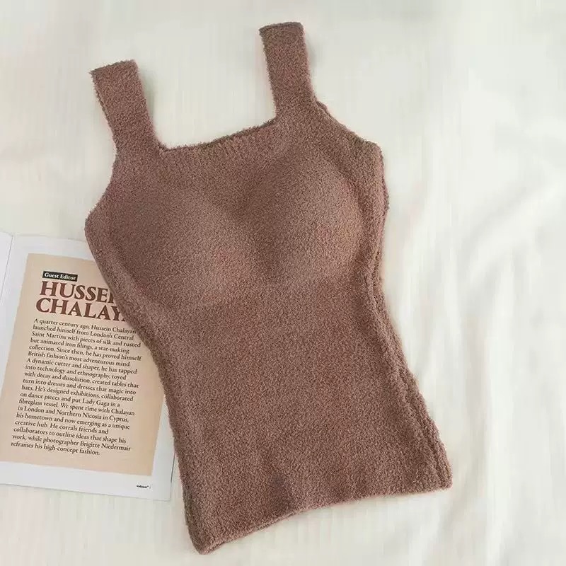 Diseño de corderos, tirantes de peluche, chalecos pequeños, mujeres invierno con terciopelo engrosado, esteras interiores y exteriores con blusas image 10