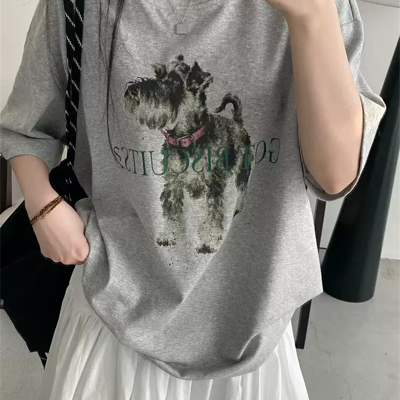 Source Factory 21-Count Pure Cotton (100% Cotton) New Summer Short-Sleeved T-Shirt for Women, Korean Style, Large Size, Loose Fit Top
