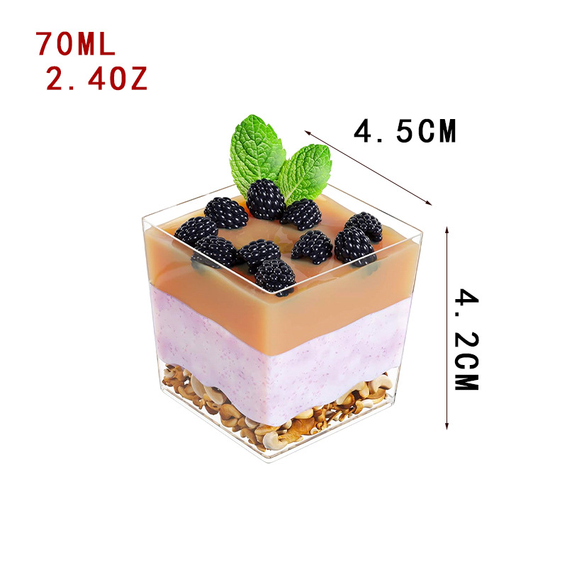 Taza de mousse trapezoidal de plástico transfronterizo con tapa taza de postre transfronterizo taza de helado prueba de bebida taza de postre de oro rosa al por mayor