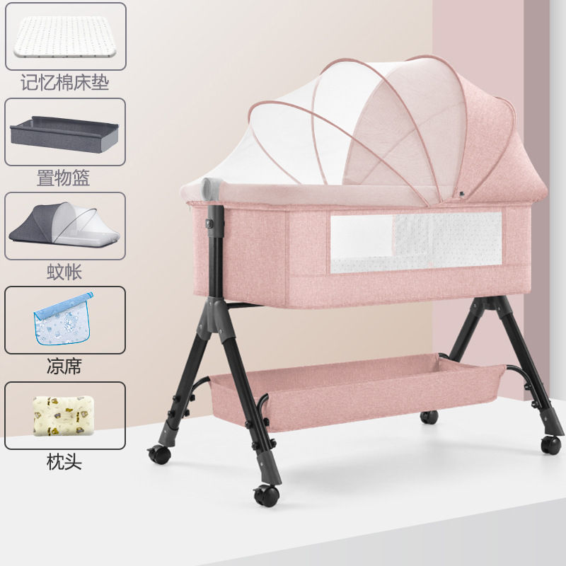 Cuna de bebé recién nacido cama costura Cama grande Baby Shaker BB cama de los niños cuna cama multifuncional móvil plegable