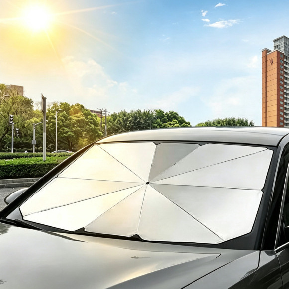 Car Sunshade Summer Car Front Sunshade Windshield Sun Protection Umbrella Insulated Telescopic Folding Car Umbrella