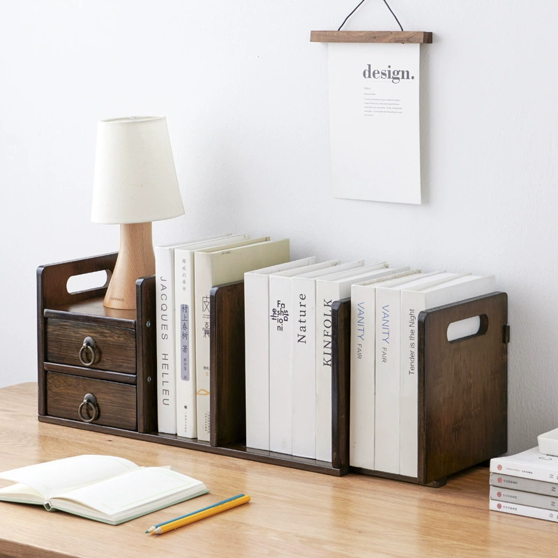 Простая настольная книжная полка, Бамбуковый стол, стеллаж для хранения для студенческого офисного стола, многофункциональный стол для хранения, маленькая книжная полка