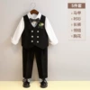 Black vest, set, trousers, shirt, bow tie lapel pin, 5 pieces