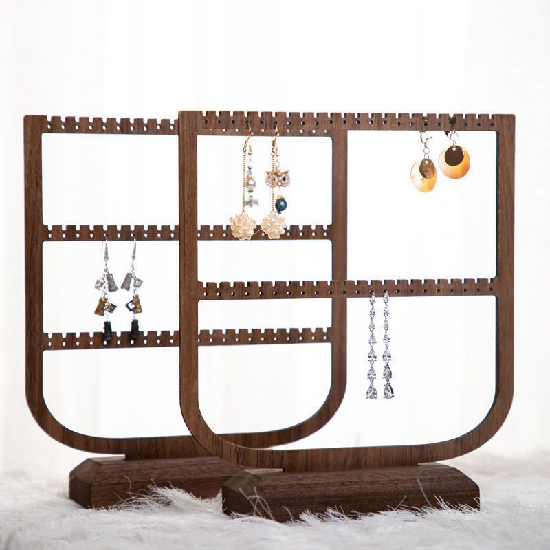 Ear Clip, Ear Buckle, Earring Rack, Display Rack, Home Storage, Necklace Rack, Earrings, Earrings, Black Walnut, Large Capacity