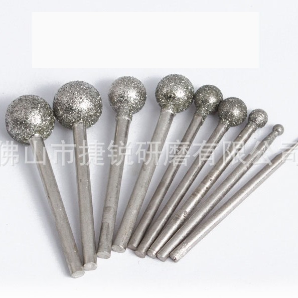 Venta al por mayor de diamante esférico cabeza redonda bola eléctrica cabeza de molienda jade tallado piedra cruda peeling pulido arena fina molienda cabeza de varilla