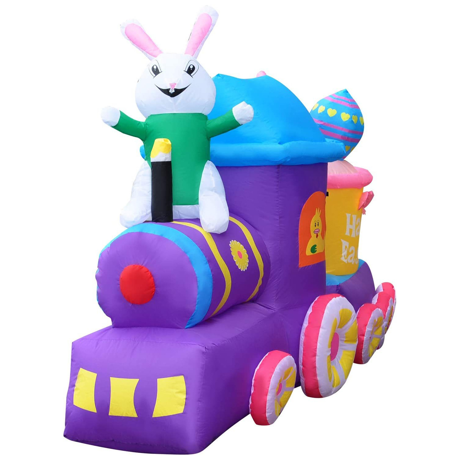 充气复活节坐火车气模 户外发光圣诞节模型火车充气模型