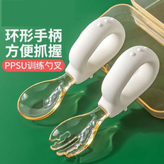 Manufacturer 2023 New Handle Spoon Fork Baby Learning to Eat Training Child Fork Spoon Food Spoon