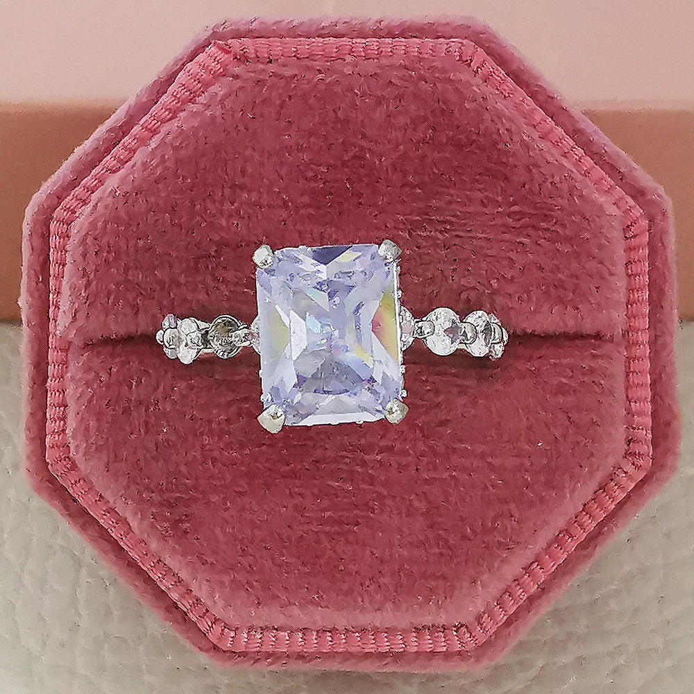 Fashion Square Copper Inlay Zircon Rings