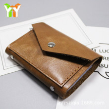 跨境热销疯马皮紧凑钱包智能手机卡包 小包极简真皮小銭入れ財布