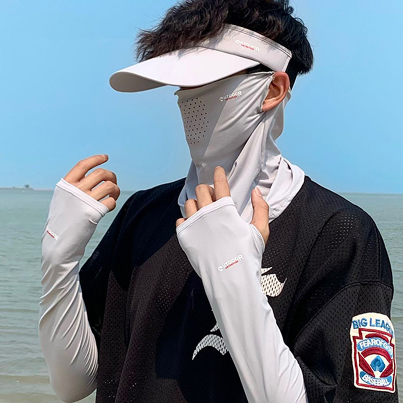 Ciclismo conjunto de pesca guantes de hielo sombrero protector solar máscara de sombrero protector solar máscara de manga para hombres